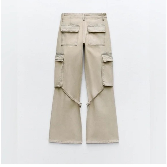Zara TRF BELT LOOP CARGO Khaki Mid Rise - Picture 2 of 10